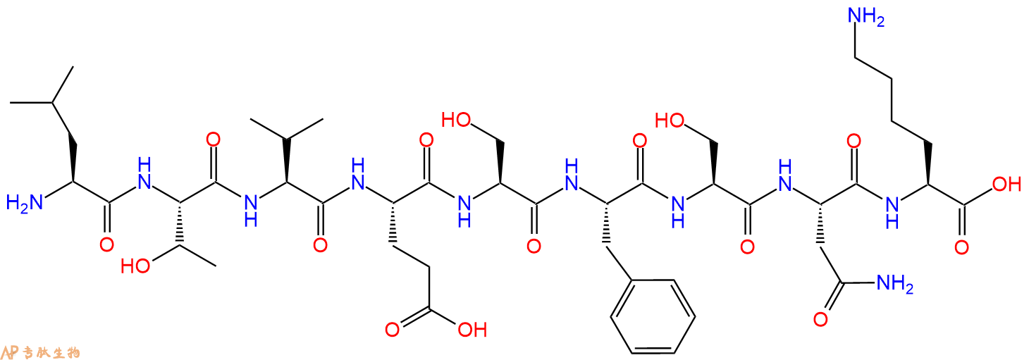专肽生物产品H2N-Leu-Thr-Val-Glu-Ser-Phe-Ser-Asn-Lys-COOH