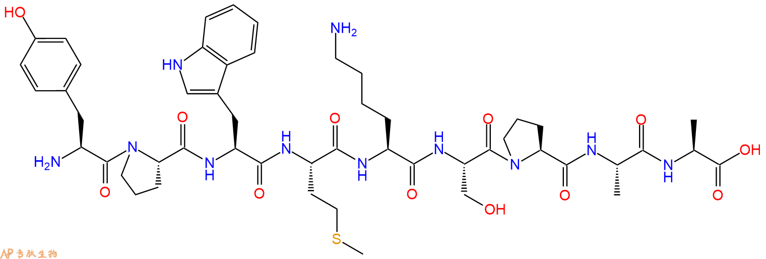 专肽生物产品H2N-Tyr-Pro-Trp-Met-Lys-Ser-Pro-Ala-Ala-COOH