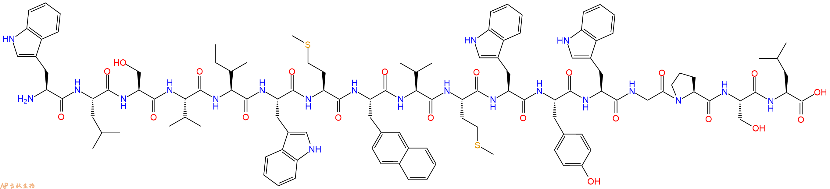 专肽生物产品H2N-Trp-Leu-Ser-Val-Ile-Trp-Met-Nal-Val-Met-Trp-Tyr-Trp-Gly-Pro-Ser-Leu-COOH