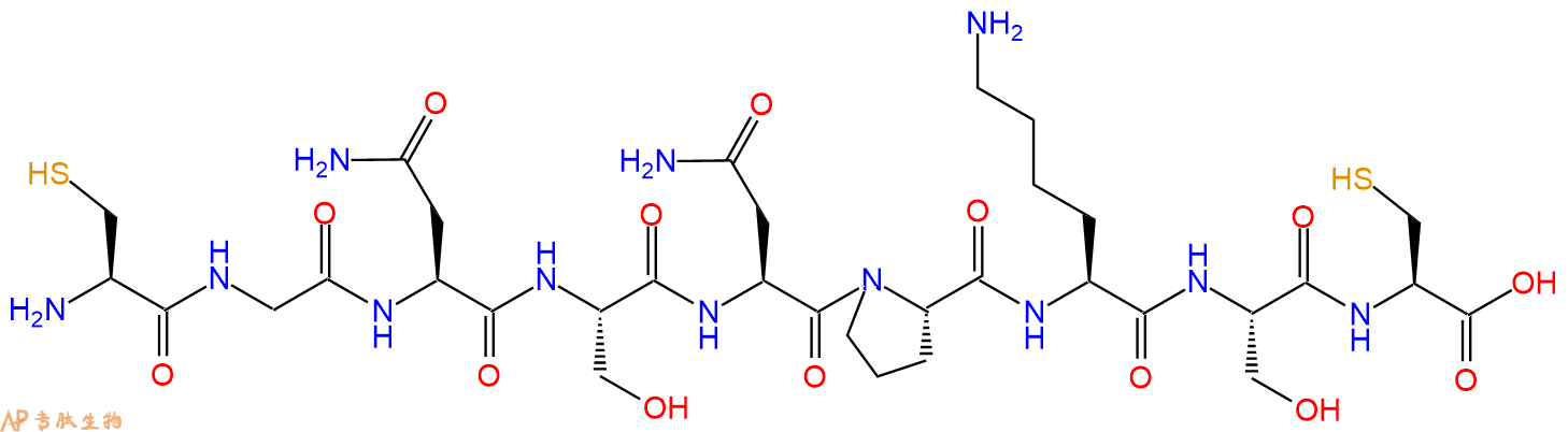 专肽生物产品靶向肽GX1、CGNSNPKSC (Disulfide bridge: C1-C9)