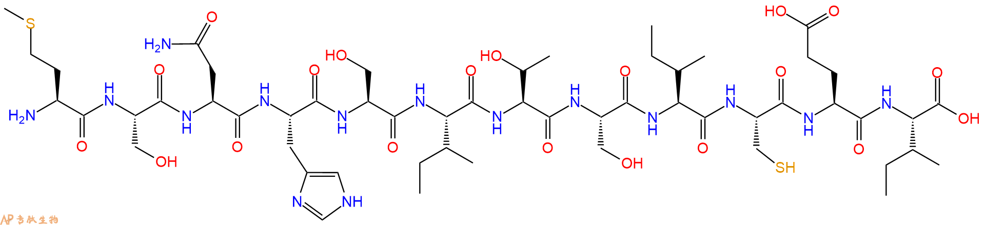 专肽生物产品H2N-Met-Ser-Asn-His-Ser-Ile-Thr-Ser-Ile-Cys-Glu-Ile-COOH