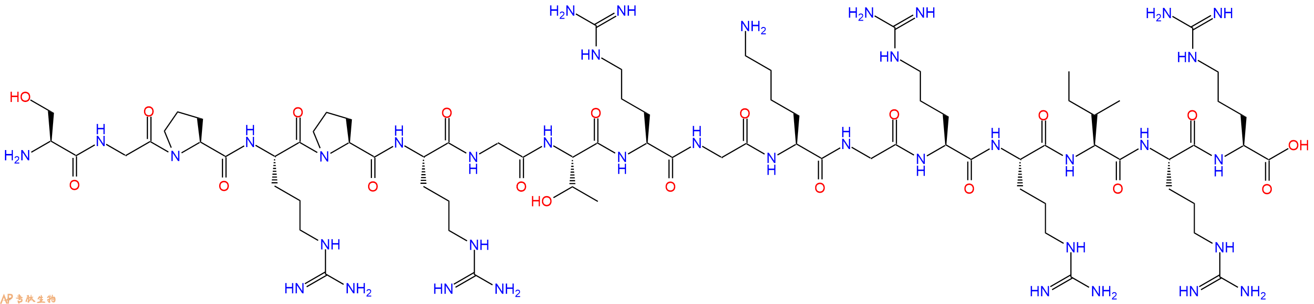 专肽生物产品源自BIV TAT蛋白最小BIV TAT肽：SGPRPRGTRGKGRRIRR