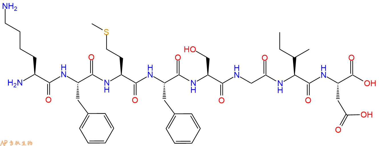多肽KFMFSGID的参数和合成路线|三字母为Lys-Phe-Met-Phe-Ser-Gly-Ile