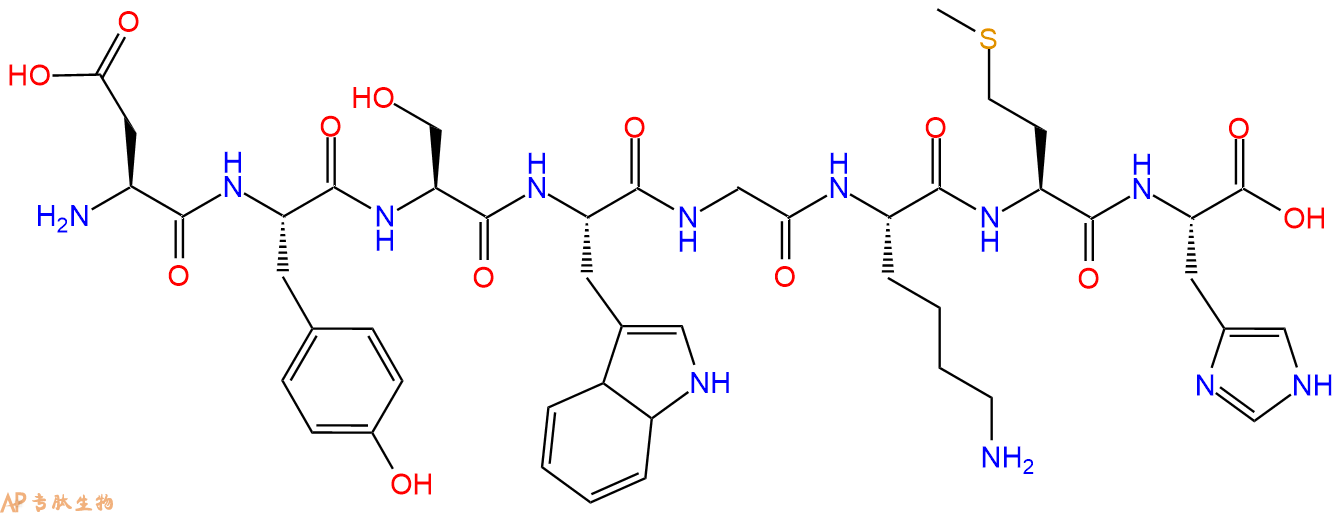 多肽DYSWGKMH的参数和合成路线|三字母为Asp-Tyr-Ser-Trp-Gly-Lys-Met