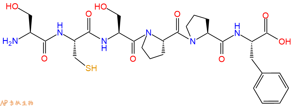 多肽SCSPPF的参数和合成路线|三字母为Ser-Cys-Ser-Pro-Pro-Phe|专肽生物产