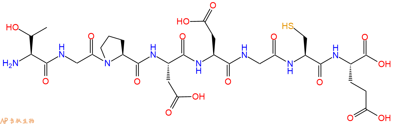 多肽TGPDDGCE的参数和合成路线|三字母为Thr-Gly-Pro-Asp-Asp-Gly-Cys