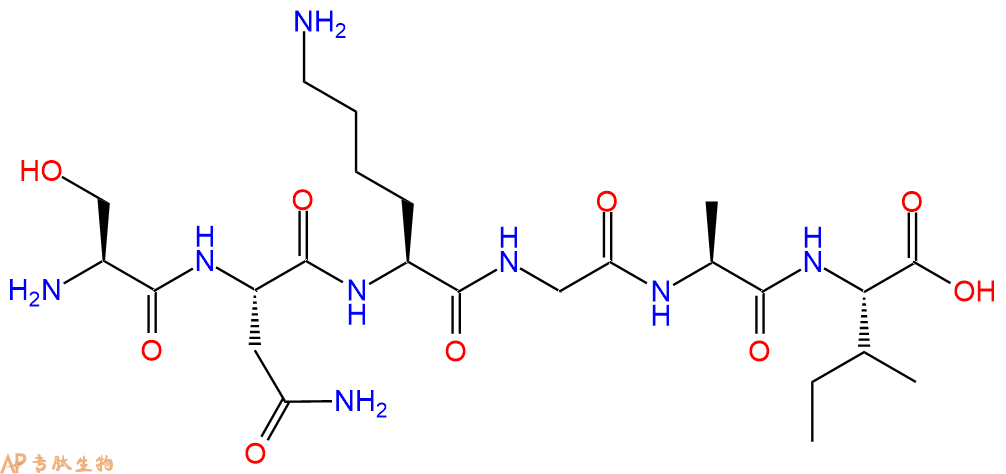 多肽SNKGAI的参数和合成路线|三字母为Ser-Asn-Lys-Gly-Ala-Ile|专肽生物产