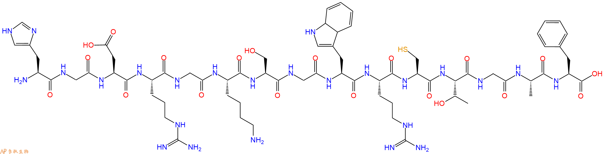 多肽HGDRGKSGWRCTGAF的参数和合成路线|三字母为His-Gly-Asp-Arg-Gly-