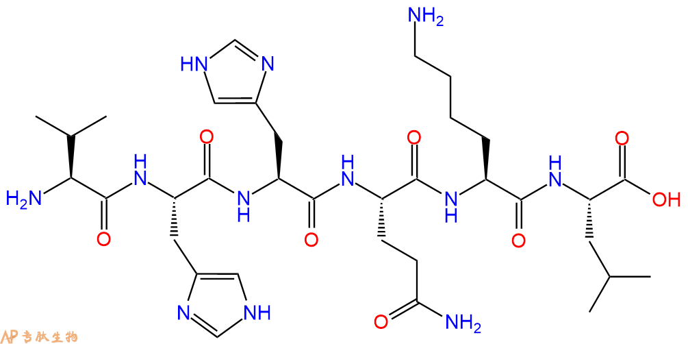 多肽VHHQKL的参数和合成路线|三字母为Val-His-His-Gln-Lys-Leu|专肽生物产