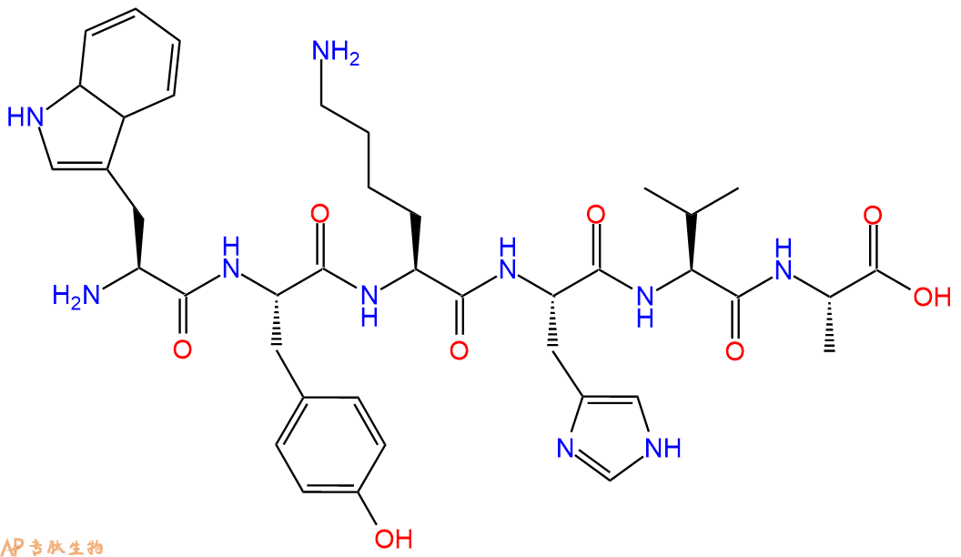 多肽WYKHVA的参数和合成路线|三字母为Trp-Tyr-Lys-His-Val-Ala|专肽生物产