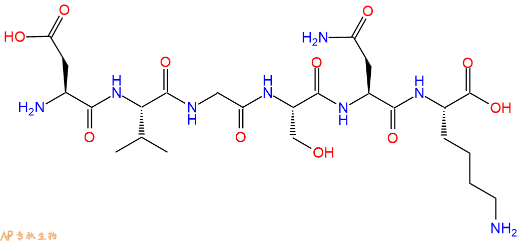 多肽DVGSNK的参数和合成路线|三字母为Asp-Val-Gly-Ser-Asn-Lys|专肽生物产