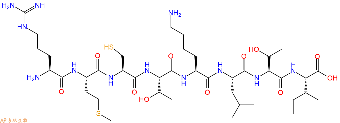 多肽RMCTKLTI的参数和合成路线|三字母为Arg-Met-Cys-Thr-Lys-Leu-Thr