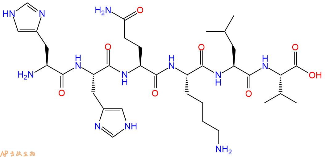 多肽HHQKLV的参数和合成路线|三字母为His-His-Gln-Lys-Leu-Val|专肽生物产