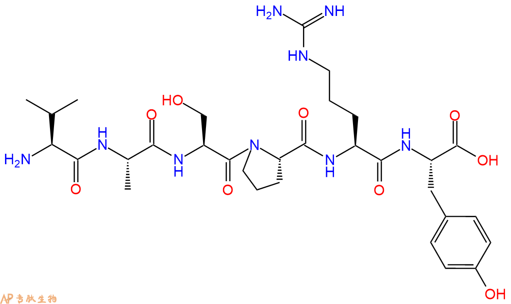 多肽VASPRY的参数和合成路线|三字母为Val-Ala-Ser-Pro-Arg-Tyr|专肽生物产