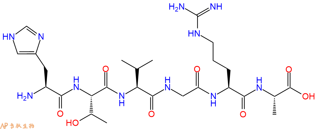 多肽HTVGRA的参数和合成路线|三字母为His-Thr-Val-Gly-Arg-Ala|专肽生物产