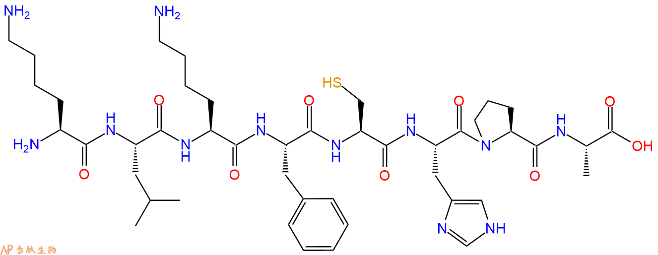 多肽KLKFCHPA的参数和合成路线|三字母为Lys-Leu-Lys-Phe-Cys-His-Pro