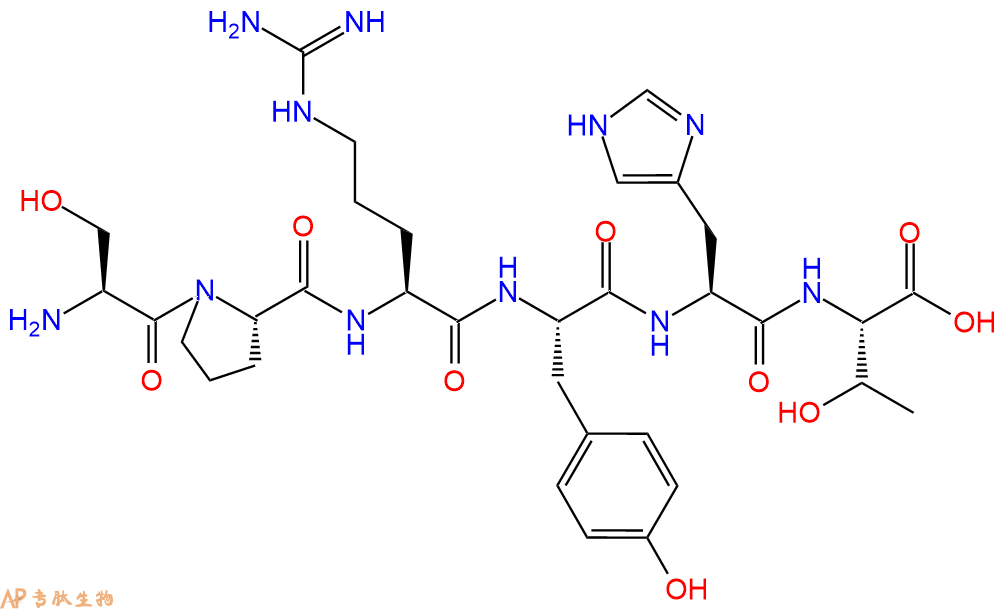多肽SPRYHT的参数和合成路线|三字母为Ser-Pro-Arg-Tyr-His-Thr|专肽生物产
