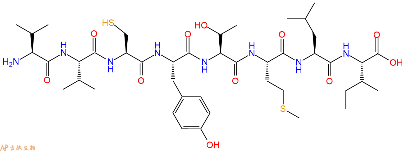 多肽VVCYTMLI的参数和合成路线|三字母为Val-Val-Cys-Tyr-Thr-Met-Leu