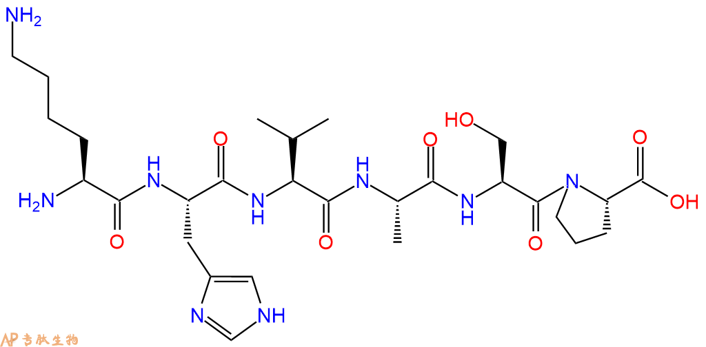多肽KHVASP的参数和合成路线|三字母为Lys-His-Val-Ala-Ser-Pro|专肽生物产