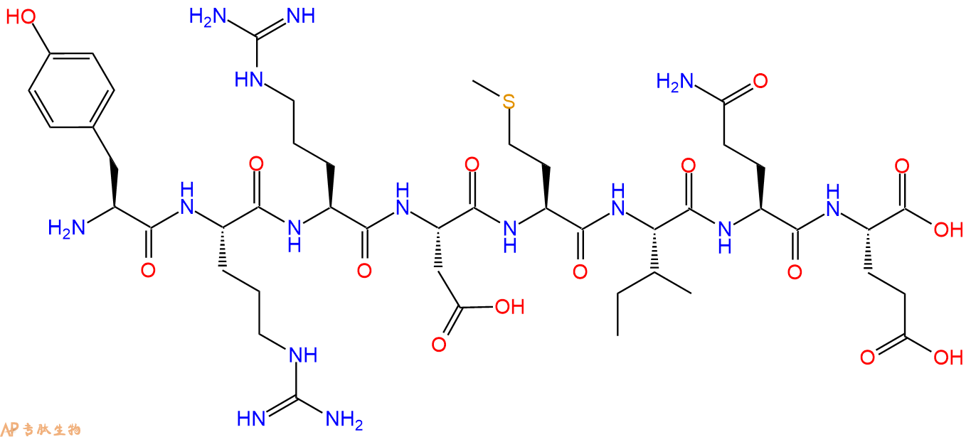 多肽YRRDMIQE的参数和合成路线|三字母为Tyr-Arg-Arg-Asp-Met-Ile-Gln