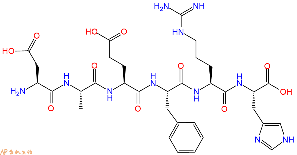 多肽DAEFRH的参数和合成路线|三字母为Asp-Ala-Glu-Phe-Arg-His|专肽生物产