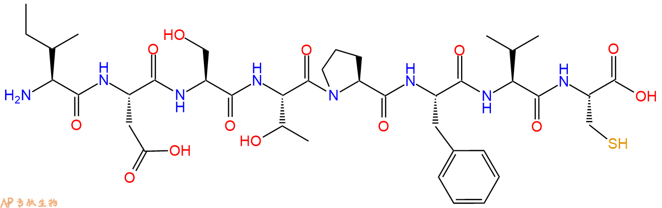 多肽IDSTPFVC的参数和合成路线|三字母为Ile-Asp-Ser-Thr-Pro-Phe-Val