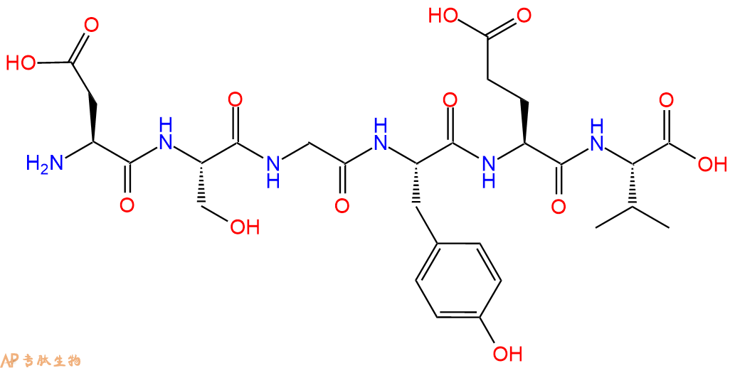 多肽DSGYEV的参数和合成路线|三字母为Asp-Ser-Gly-Tyr-Glu-Val|专肽生物产