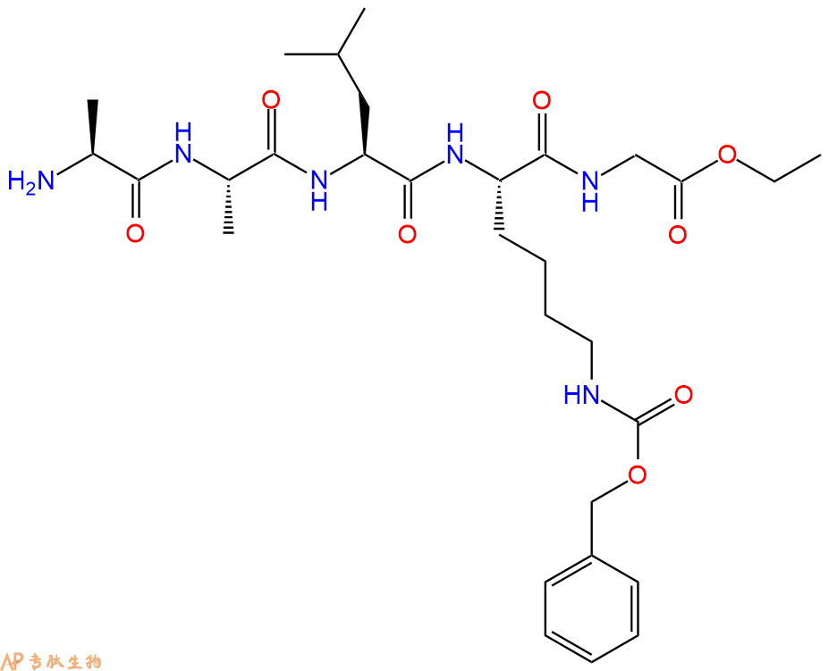 专肽生物产品五肽Ala-Ala-Leu-Lys(Cbz)-Gly-乙酯化37701-23-8