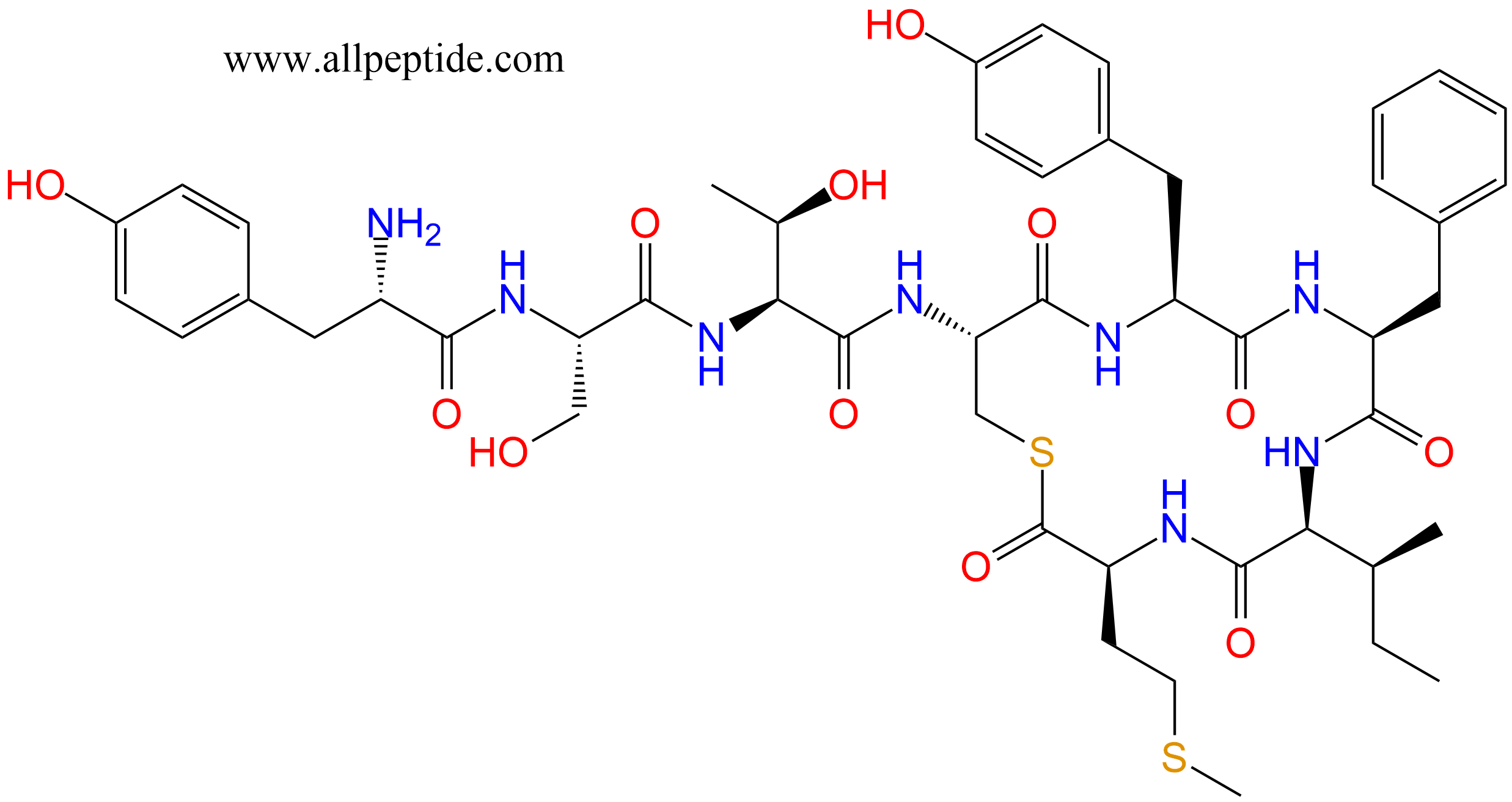专肽生物产品Tyr-Ser-Thr-(Cys-Tyr-Phe-Ile-Met)Thioester
