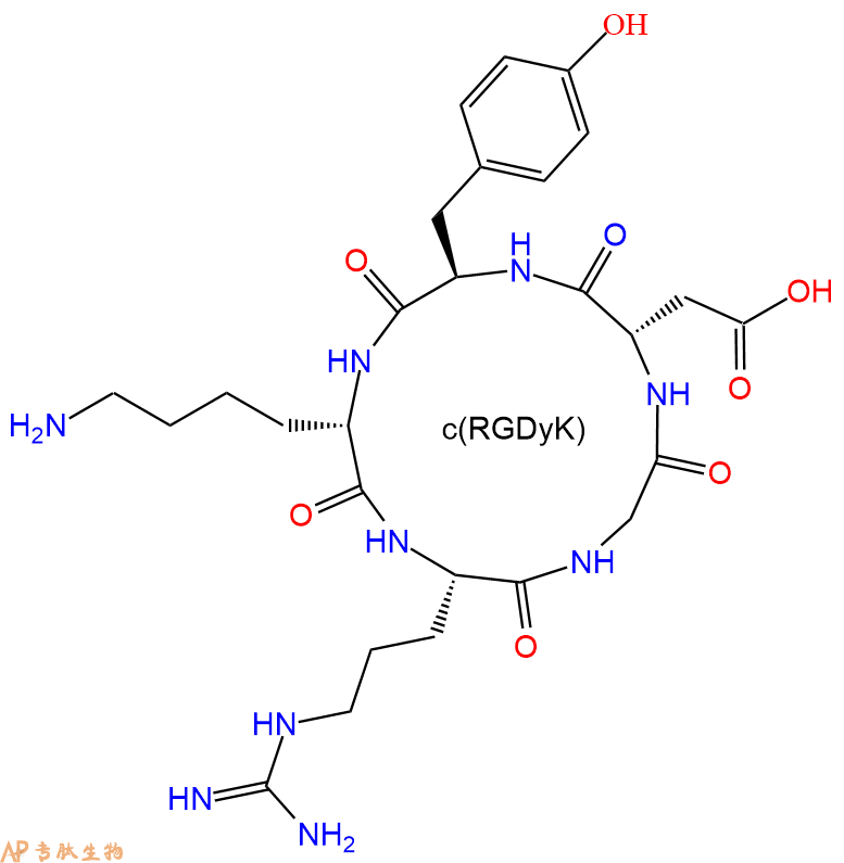 专肽生物产品c(RGD)环肽：c(RGDyK)、c(RGD-DTyr-K)217099-14-4/250612-42-1