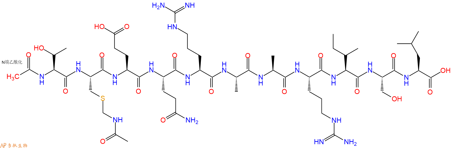 专肽生物产品Ac-T-Cys(Acm)-E-Q-R-A-Ala-R-I-S-Leu133009-83-3