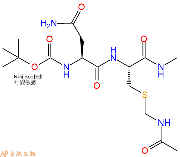 专肽生物产品二肽Boc-Asn-Cys(Acm)-甲氨基化141249-04-9