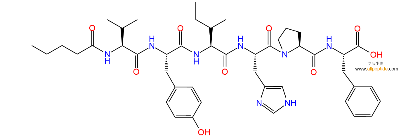 专肽生物产品六肽Valeryl-Val-Tyr-Ile-His-Pro-Phe51988-75-1