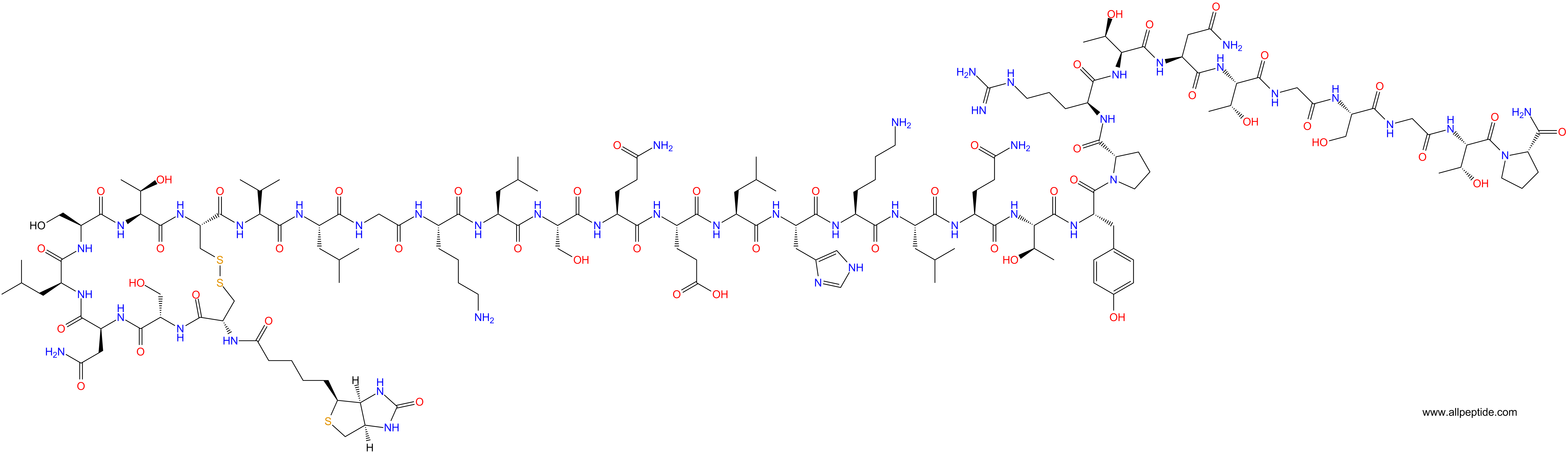 专肽生物产品生物素标记肽Biotin-CSNLSTCVLGKLSQELHKLQTYPRTNTGSGTP-NH21816258-28-2