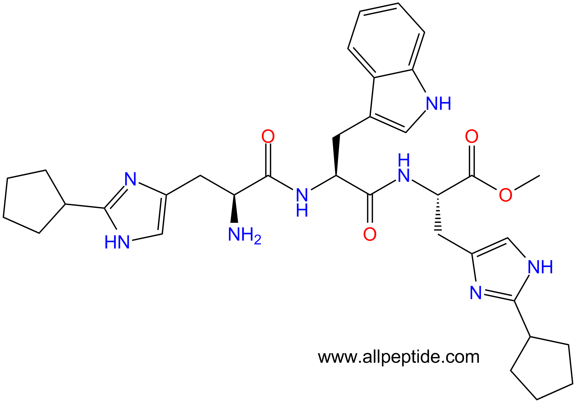 专肽生物产品His(cyclohexyl)-Trp-His(cyclohexyl)-甲酯化1610930-70-5