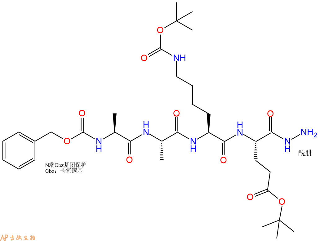 专肽生物产品四肽Cbz-Ala-Ala-Lys(Boc)-Glu(OtBu)-NH-NH253665-80-8