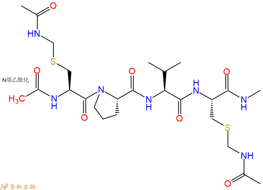 专肽生物产品四肽Ac-Cys(Acm)-Pro-Val-Cys(Acm)-甲氨基化141249-08-3