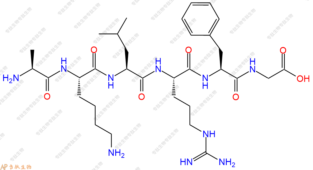 专肽生物产品六肽Ala-Lys-Leu-Arg-Phe-Gly1240632-66-9