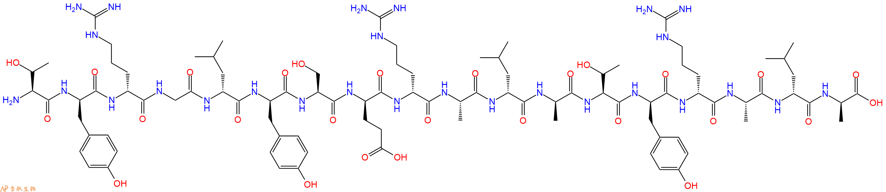 专肽生物产品十八肽T-DTyr-DArg-G-DLeu-DTyr-S-DGlu-DArg-A-DLeu-DAla126737-23-3