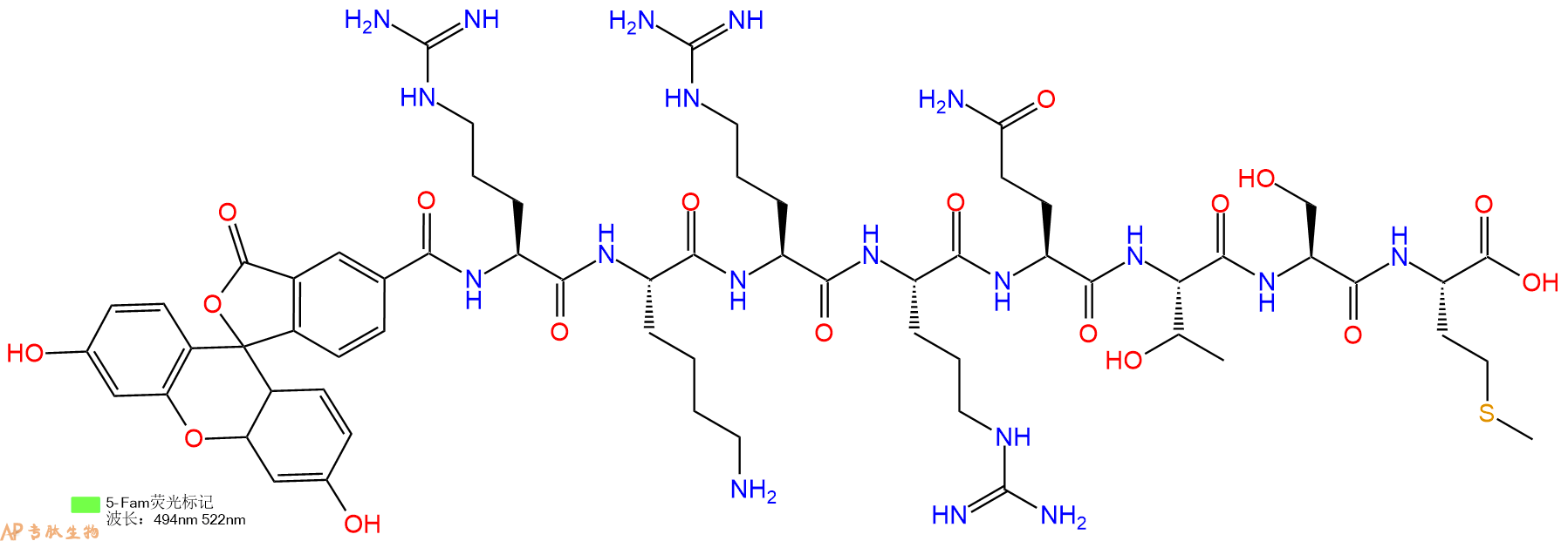 专肽生物产品荧光标记肽5-FAM-RKRRQTSM