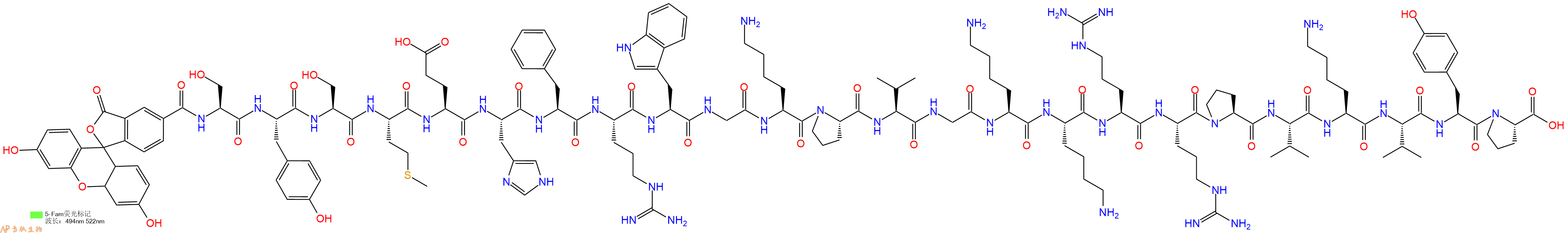 专肽生物产品促肾上腺皮质激素Fam-ACTH(1-24), human