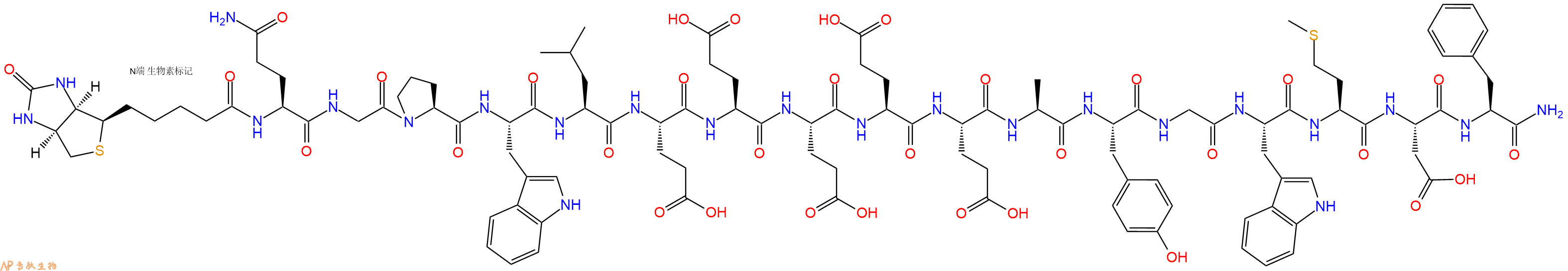 专肽生物产品生物素标记肽Biotin-QGPWLEEEEEAYGWMDF-NH21815618-03-1