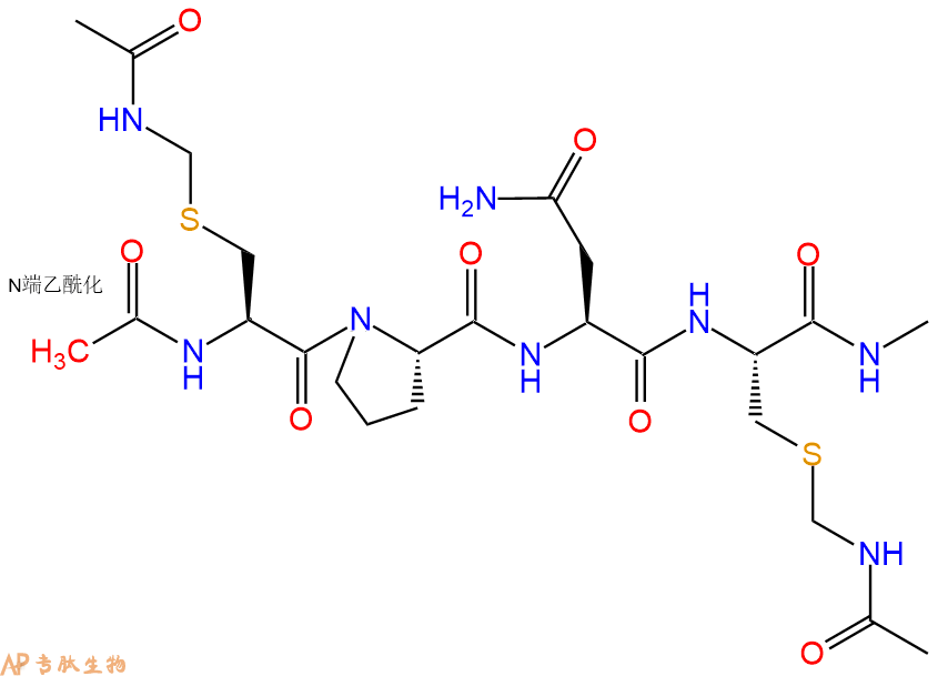 专肽生物产品四肽Ac-Cys(Acm)-Pro-Asn-Cys(Acm)-甲氨基化141249-07-2