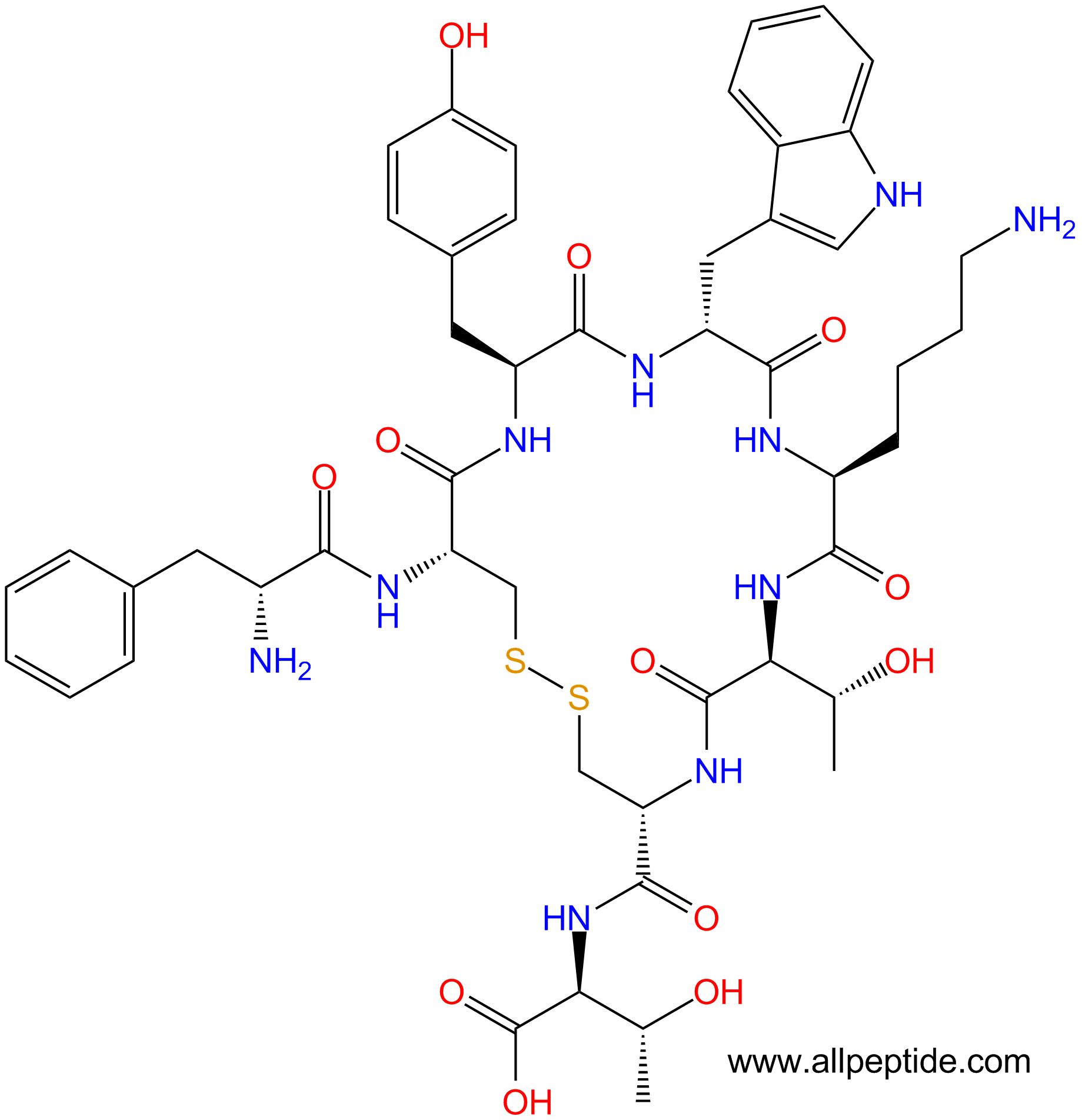 专肽生物产品生长激素抑制素[DPhe7, DTrp10]-Somatostatin14(7-14)