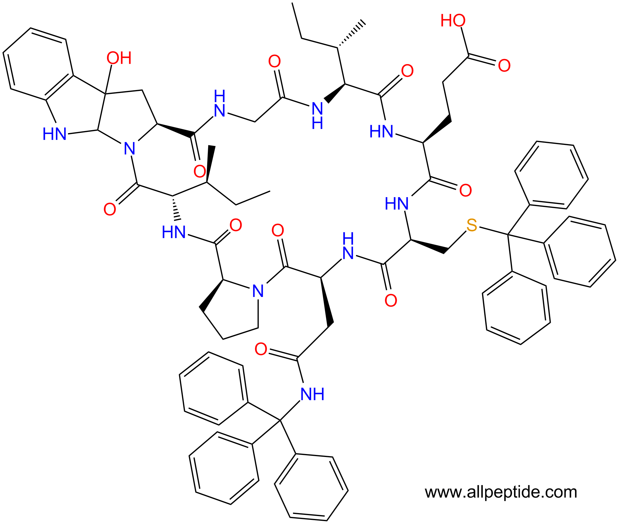 专肽生物产品[syn-cis]-cyclo(Cys(Tr)-Asn(Tr)-P-I-Hpi-G-I-Glu)1033723-19-1
