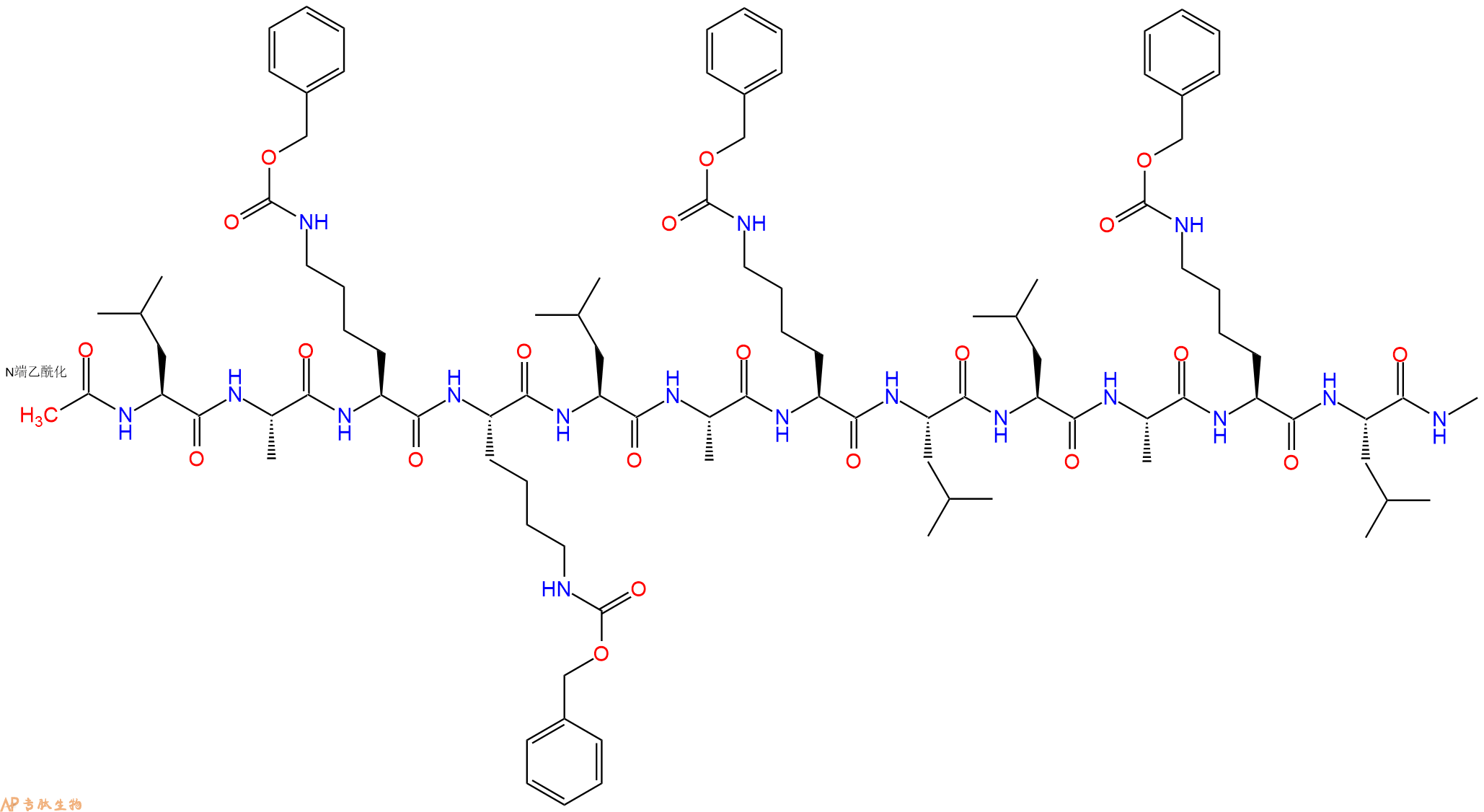 专肽生物产品Ac-L-A-Lys(Cbz)-Lys(Cbz)-(Leu-A-Lys(Cbz)-Leu)2-NHM114138-80-6