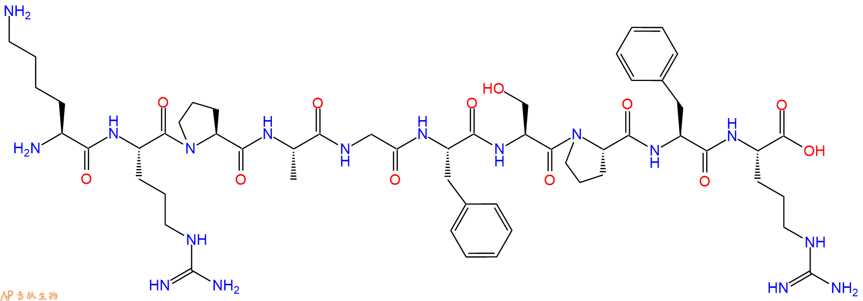 专肽生物产品LYS-ARG-PRO-ALA-GLY-PHE-SER-PRO-PHE-ARG: KRPAGFSPF103545-18-2
