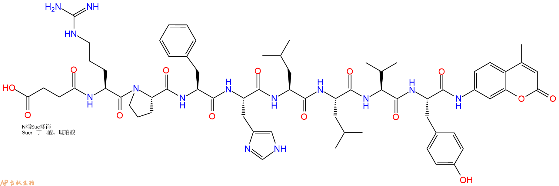 专肽生物产品Suc-Arg-Pro-Phe-His-Leu-Leu-Val-Tyr-AMC76524-84-0
