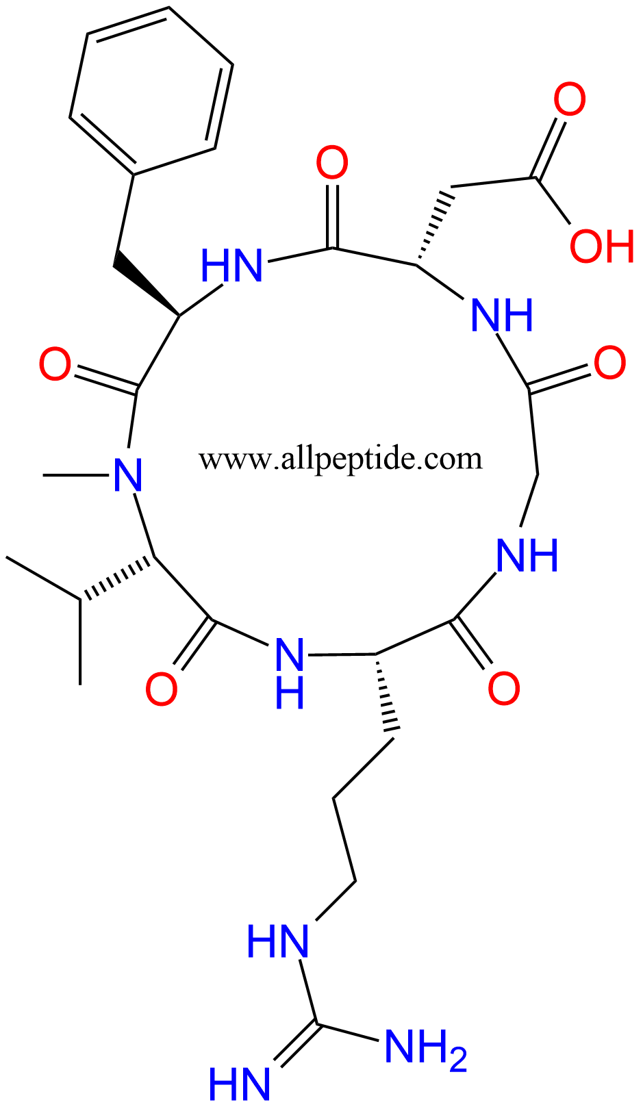 专肽生物产品c(RGD)环肽：c(RGDf-NMe-V)、西仑吉肽188968-51-6/199807-35-7