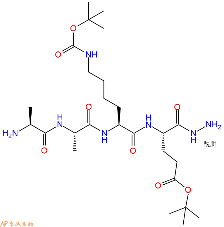 专肽生物产品四肽Ala-Ala-Lys(Boc)-Glu(OtBu)-NH-NH253665-81-9